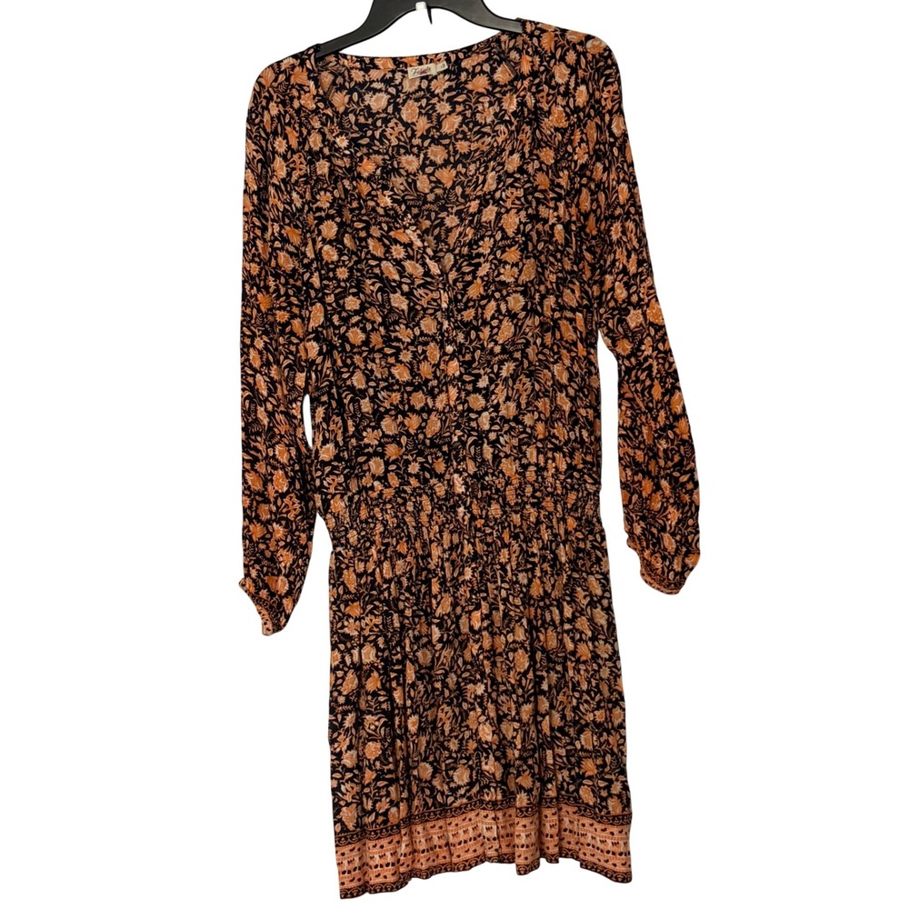 Faherty Montana Mini Dress in Wanderlust Floral V-Neck Long Sleeve‎ - Large